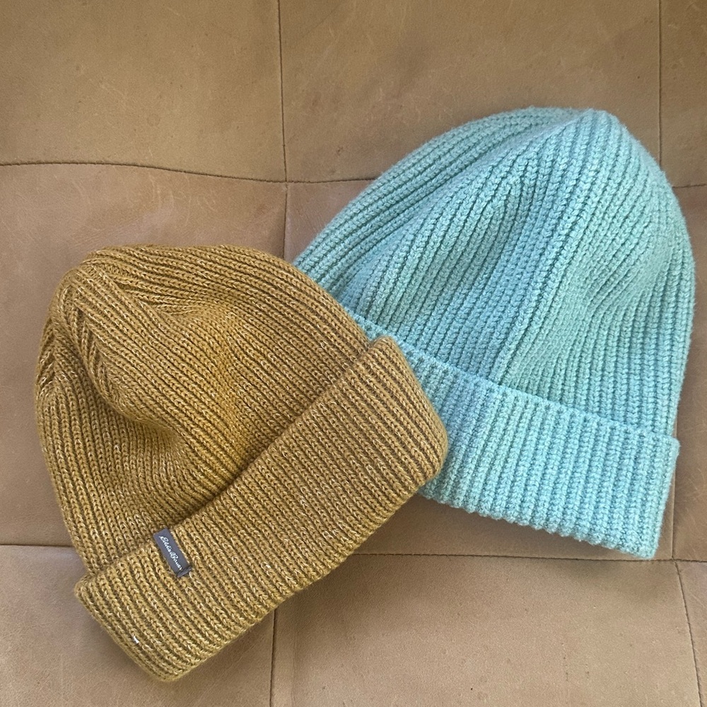Set of 2 women’s knit beanies: GAP and Eddie Bauer